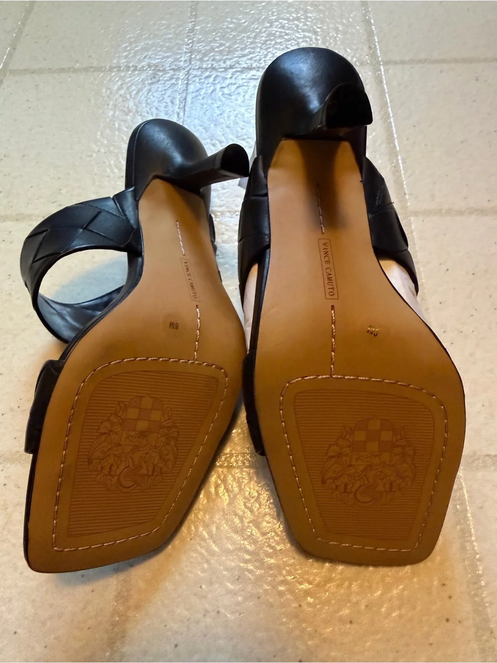 Vince Camuto Black Quilted Double-Strap Slide Mules - Picture 3 of 3